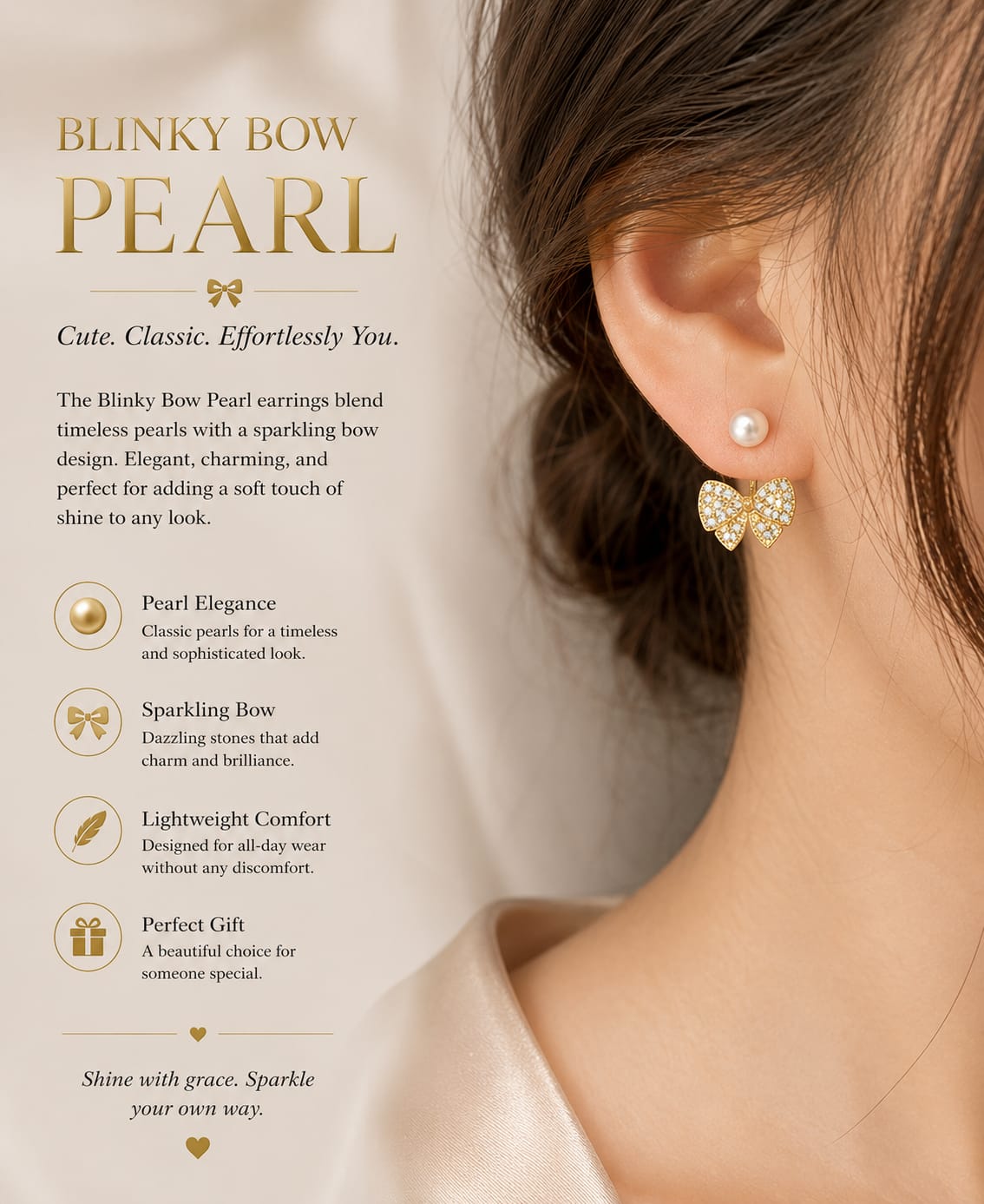 Blinky Bow Pearl Earring