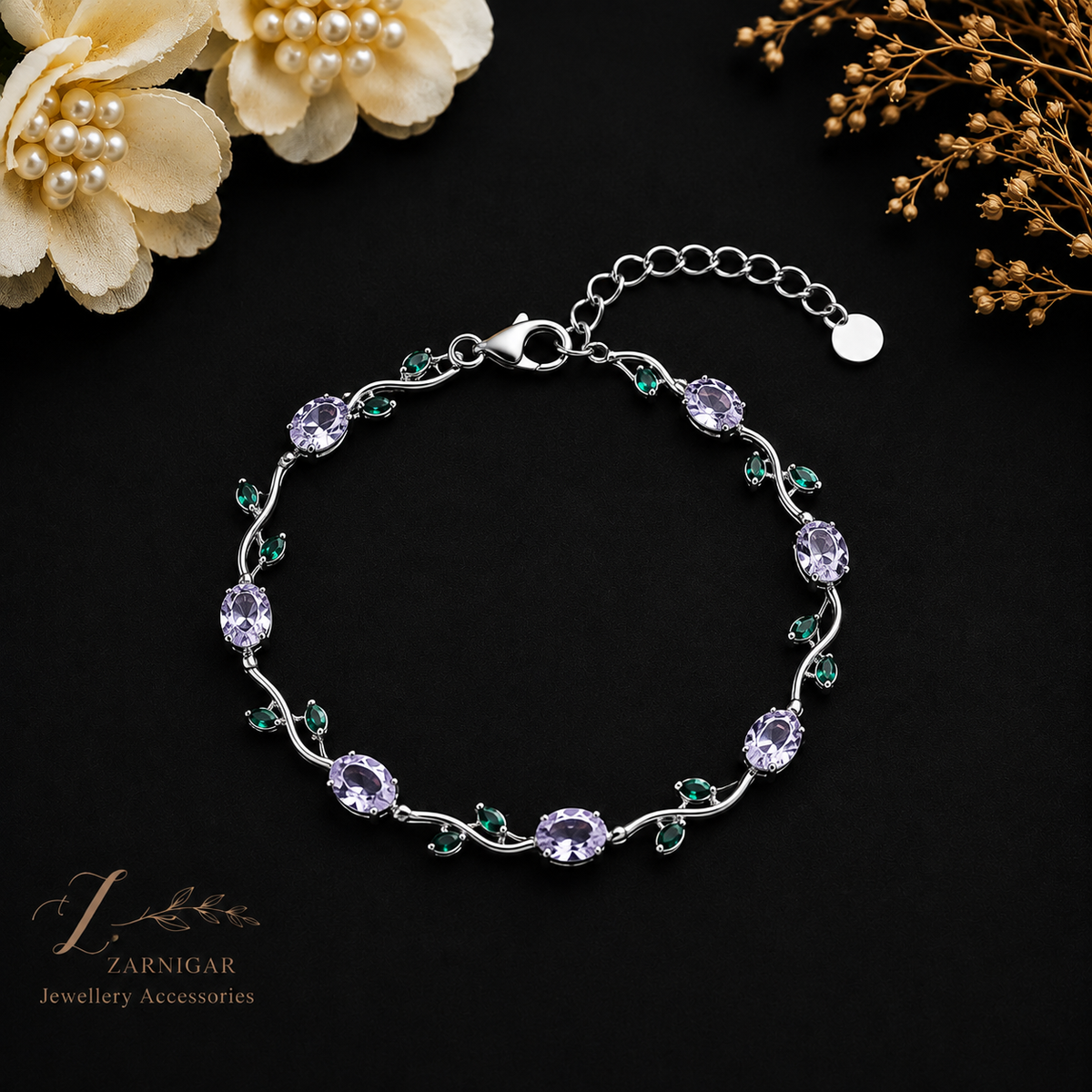 Pink Green Tulip Bracelet