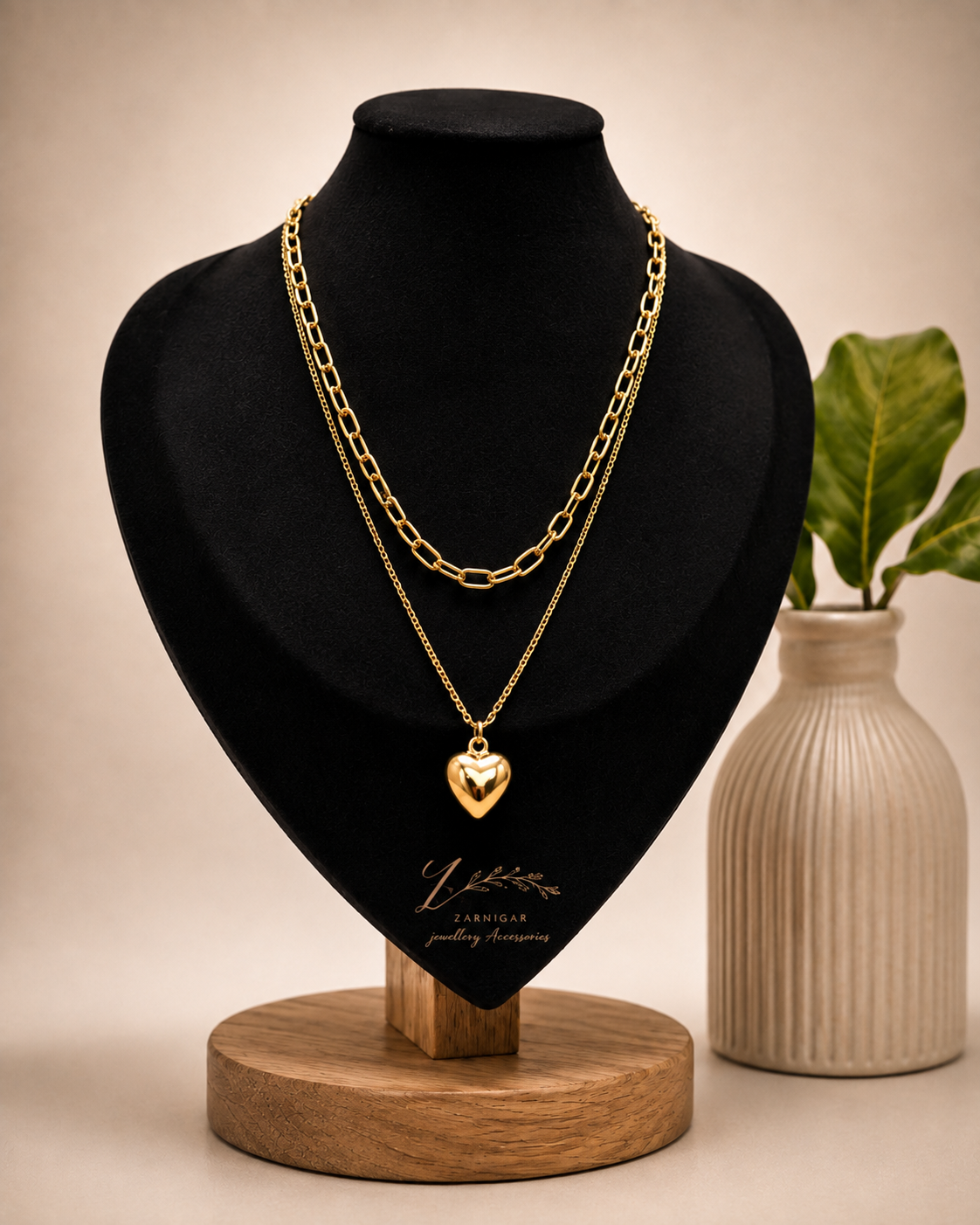 Double Gold Heart Necklace