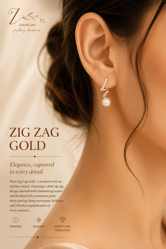 Zig Zag Gold Earring