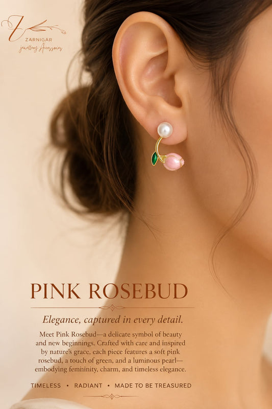 Pink Rosebud Earring