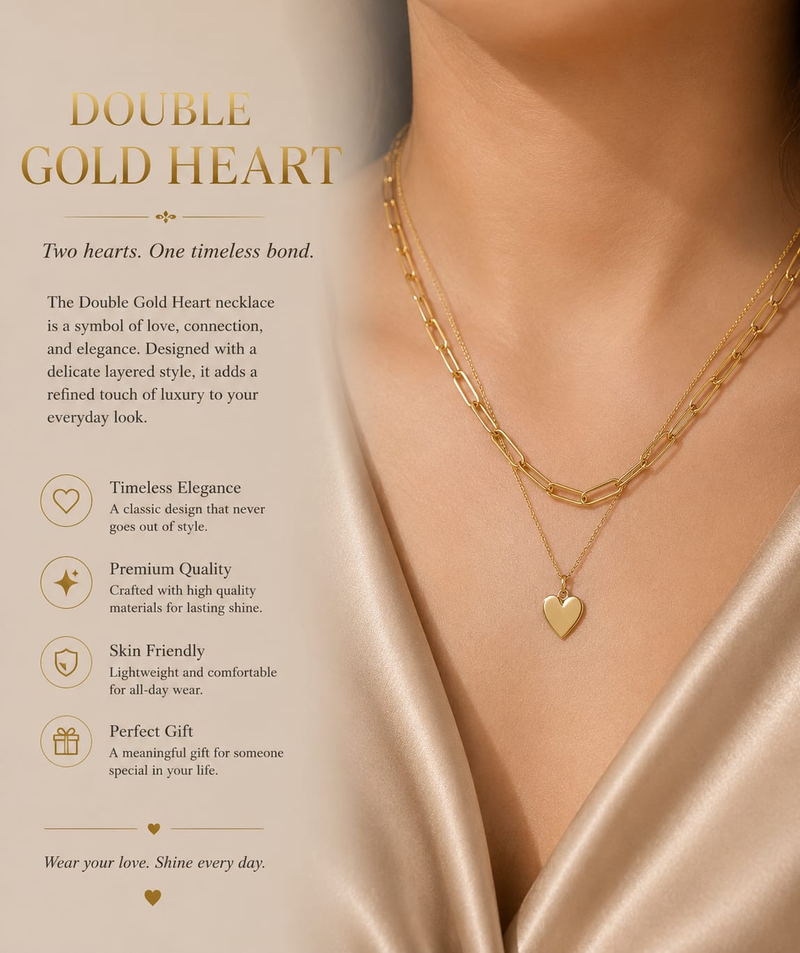 Double Gold Heart Necklace