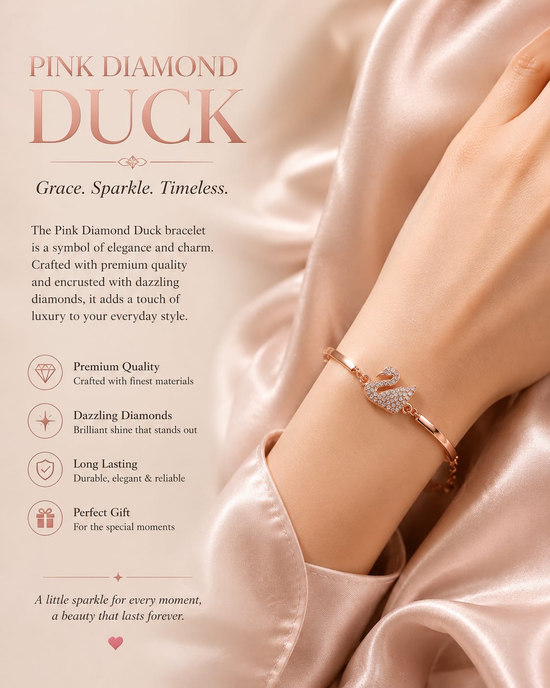 Pink Dimond Duck Bracelet