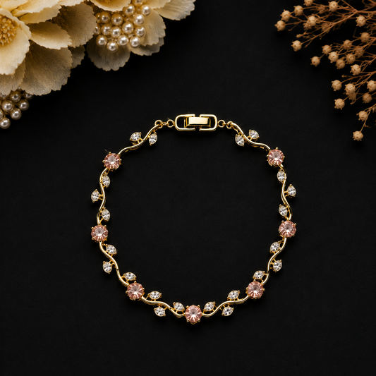 Gold Pink Tulip Bracelet