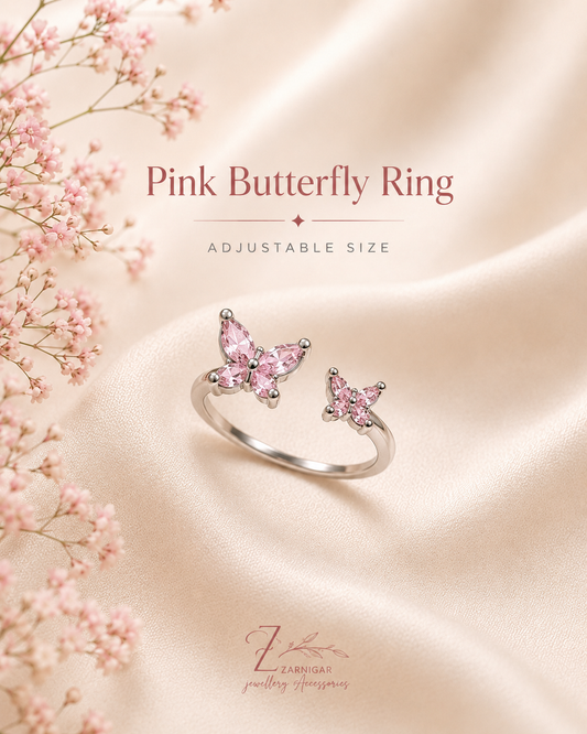 Pink Diamond Butterfly Ring