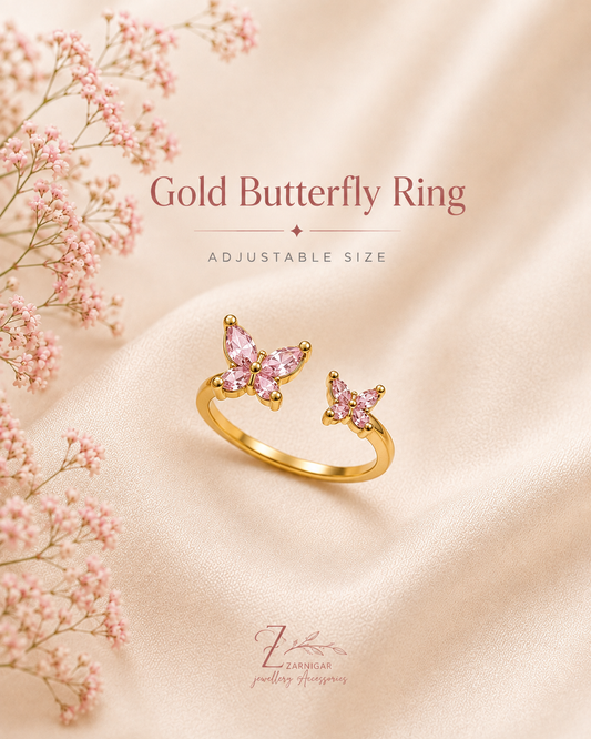 Gold Diamond Butterfly Ring